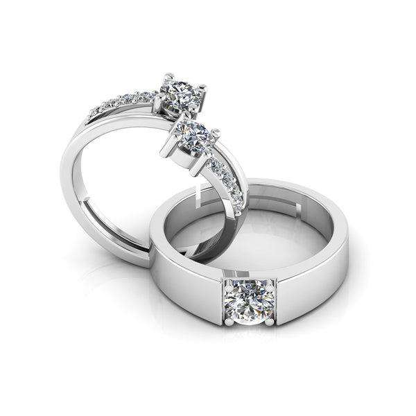 925 Sterling Silver Cubic Zircon Couples Ring