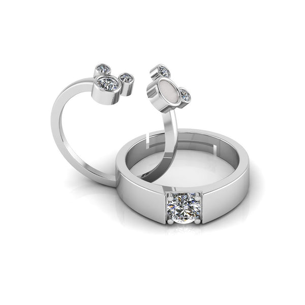 925 Sterling Silver Solitaire Cute Mickey Enamel Free size Couple's Ring