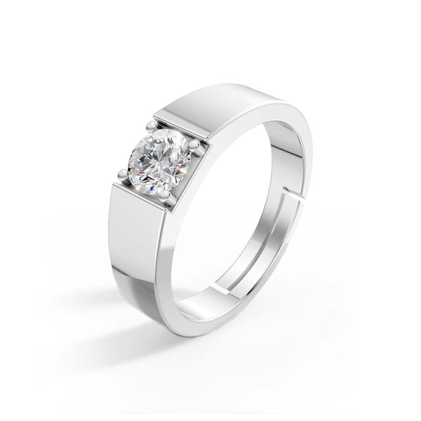 925 Sterling Silver solitaire diamond Ring for Men