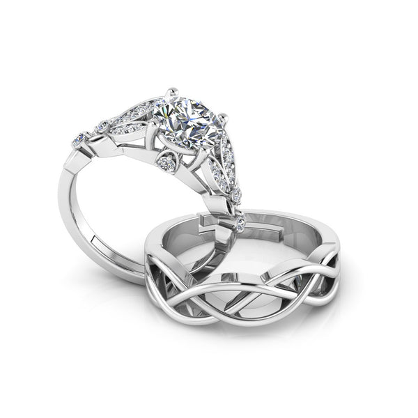 Pure 925 Sterling Silver Antique Austrian Engagement and Celtic Knot Ring For Couple's