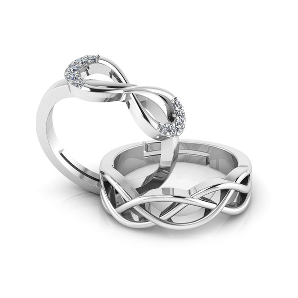 925 Sterling Silver Zircon Infinity and Celtic Knot Couple's Ring