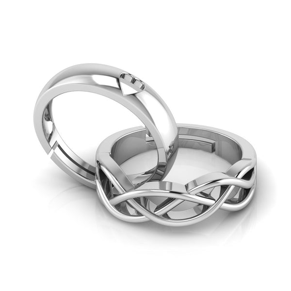 925 Pure Silver Crystal heart and Celtic Knot Couple's Ring