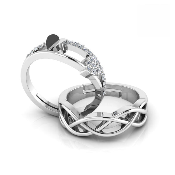 925 Pure Silver Zircon Celtic Knot Ring For Couple's