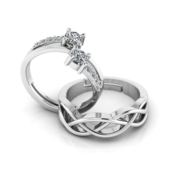 925 Sterling Silver Cubic Zircon and Celtic Knot Couple's Ring