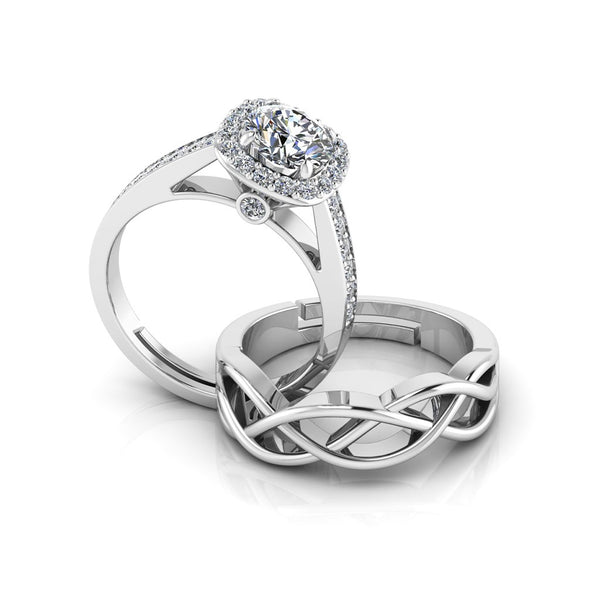 925 Pure Starling One Single Promise Silver and Celtic Knot Couple's Ring