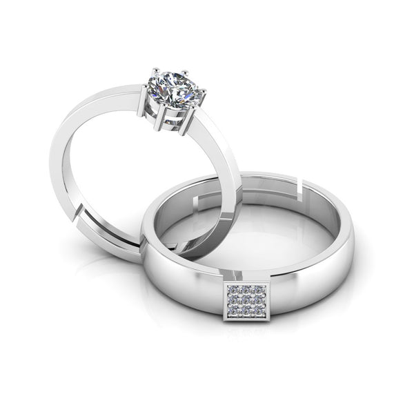 925 Pure Starling Silver Solitaire and Classy Status Special Couple's Ring