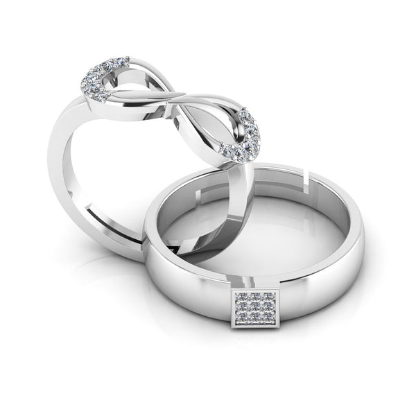 925 Pure Starling Silver Zircon Infinity Free size and  Classy Status Special Couple's Ring