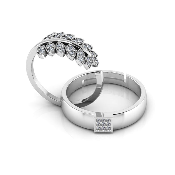 925 Pure Starling Silver Leaf Shape Zircon Studded Freesize and Classy Status Special Couple's Ring