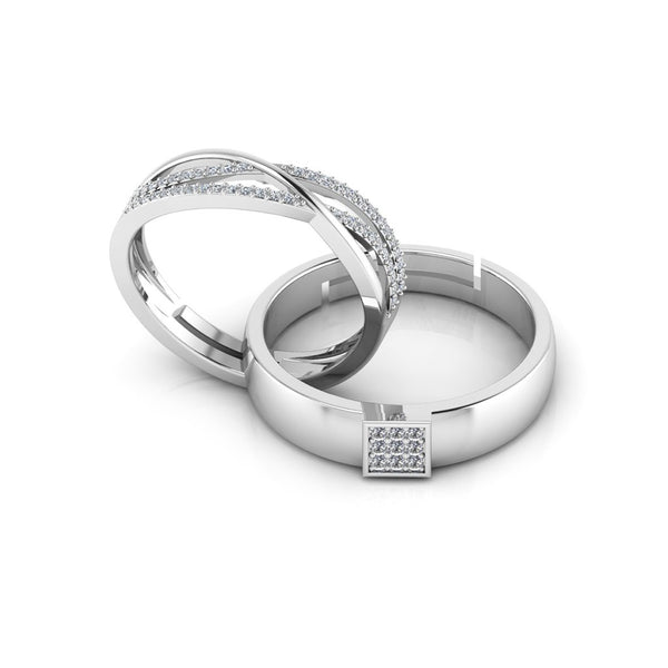 925 Pure Starling Silver Zircon Studded Three Line Free Size and Classy Status Special Couple's Ring