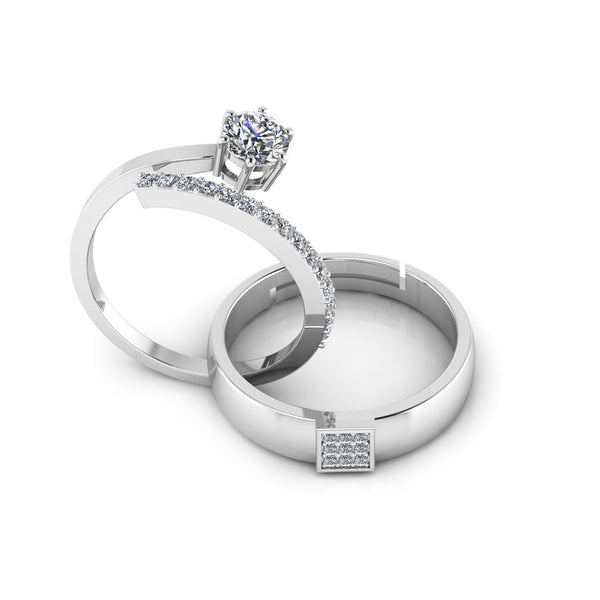 925 Pure Starling Silver Cubic Zircon Solitaire Ring and  Classy Status Special Couple's Ring