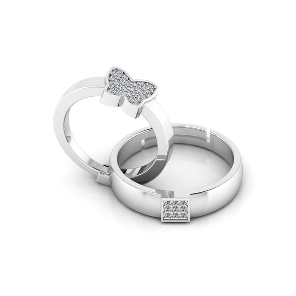 925 Pure Starling Silver  Diamond Studded Free size Butterfly and Classy Status Special Couple's Ring