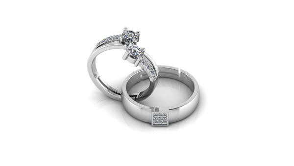 925 Sterling Silver Cubic Zircon Free size and Classy Status Special Couple's Ring