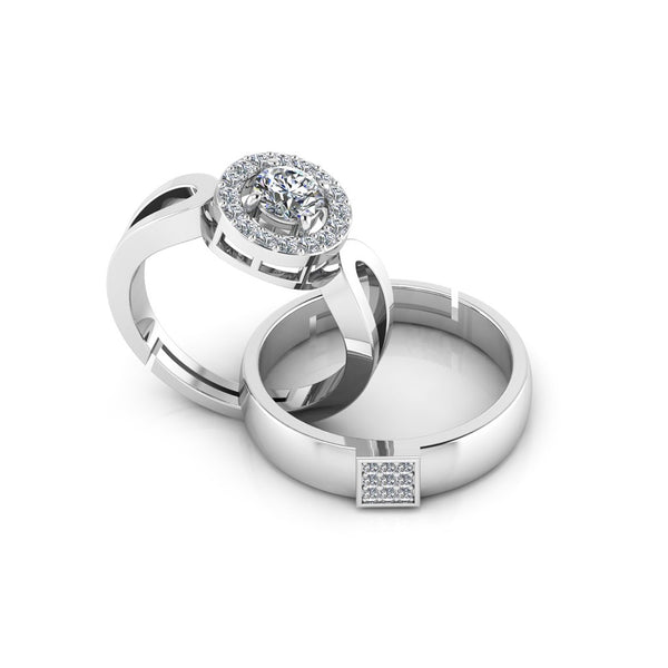 925 Pure Starling Silver Glamaeria and Classy Status Special Couple's Ring