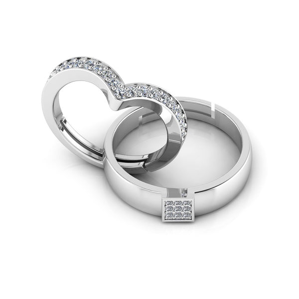 925 Pure Starling Silver Wave V Ladies Special and Classy Status Special Couple's Ring