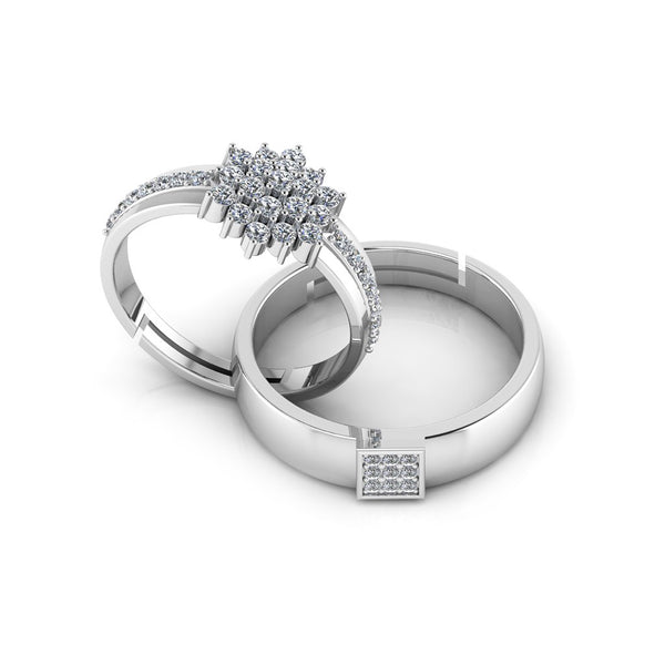 925 Pure Starling Silver Pretty Posy Cocktail and Classy Status Special Couple's Ring
