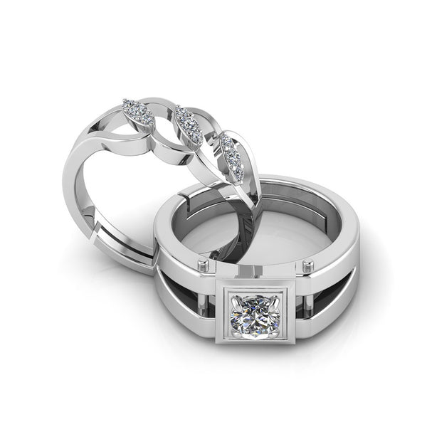 925 Pure Sterling Silver  Designer Zircon and Stardom Mens Couple's Ring