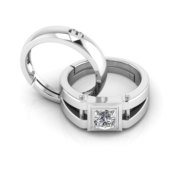 925 Pure Silver Crystal heart Stardom Special Couple's Ring