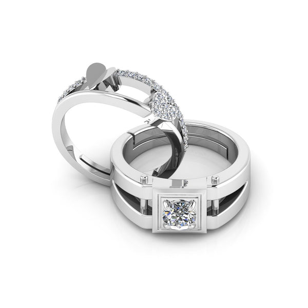 925 Pure Silver Zircon Stardom Special Couple's Ring