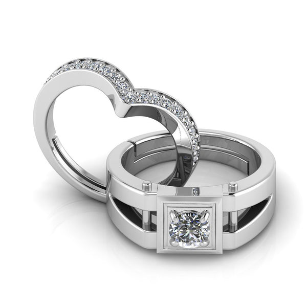 925 Pure Sterling Silver Wave V Ladies and Stardom Special Ring