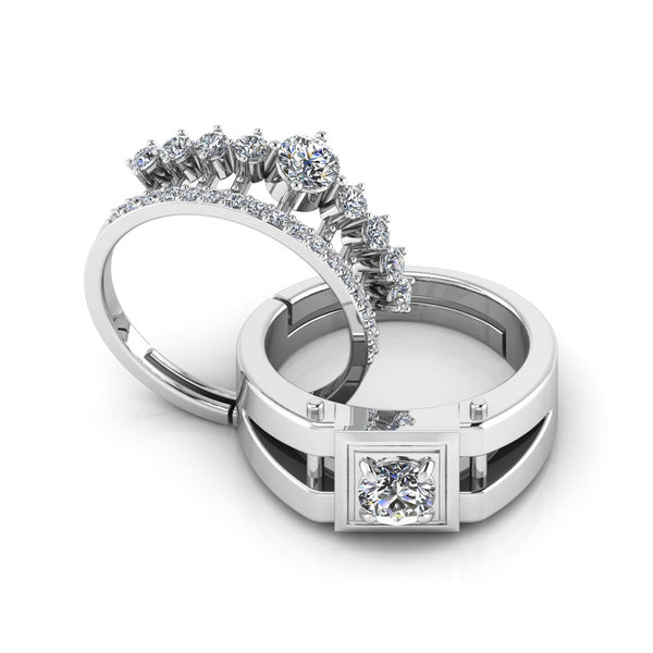 925 Pure Sterling Silver Elizabeth's Crown and Stardom Special Couple's Ring