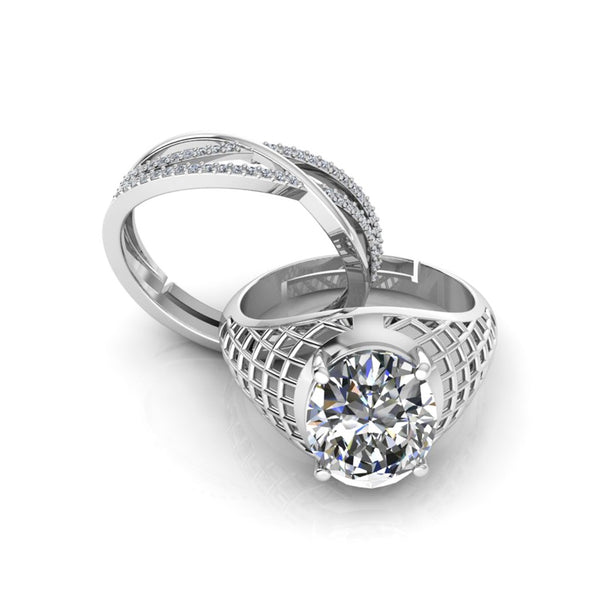 Pure 925 Silver Glamira Jonasia Studded Three Lines Special Couple's Ring