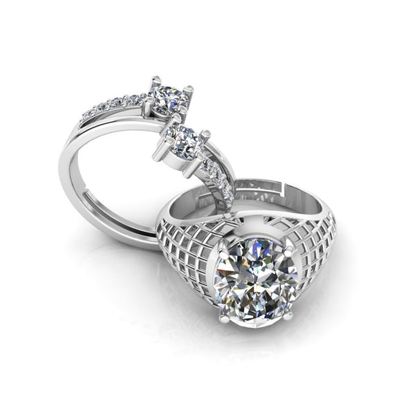 Pure 925 Silver Cubic Zircon Glamira Jonasia Ring for Couple's