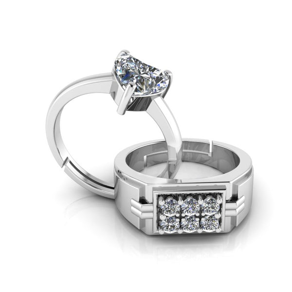 Pure 925 Silver Hip Hop Heart Shape Special Couples Ring
