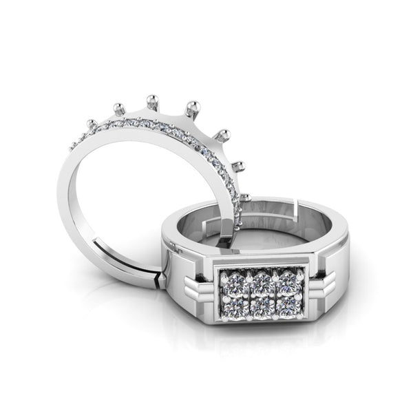Pure 925 Silver Hip Hop Crown Special Couples Ring