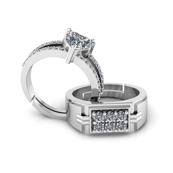 Pure 925 Silver Hiphop Heart Special Couples Ring