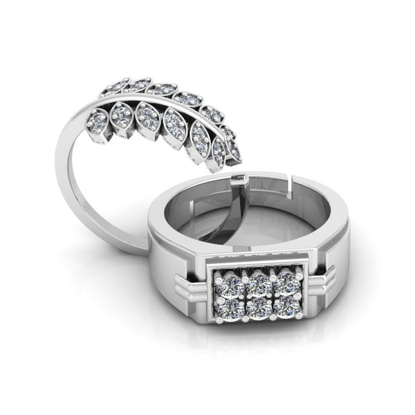 Pure 925 Silver Hip Hop Leaf Shape Ring for Couple's