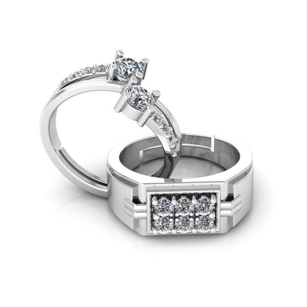 Pure 925 Silver Hip Hop Cubic Zirconia Ring for Couple's