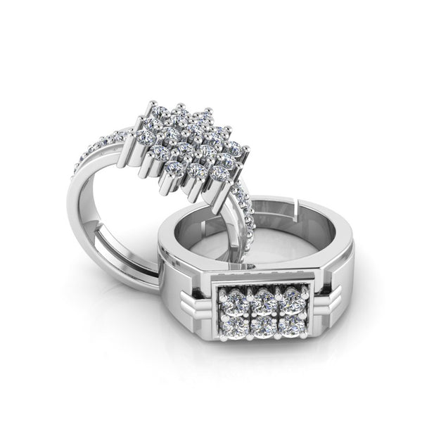 Pure 925 Silver Hip Hop Pretty Posy Cocktail Ring For Couple's