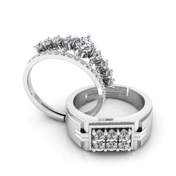 Pure 925 Silver Elizabeth's Crown Hip Hop Special Couple's Ring