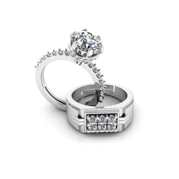 Pure 925 Silver Miss Carat Hip Hop Special Couple's Ring