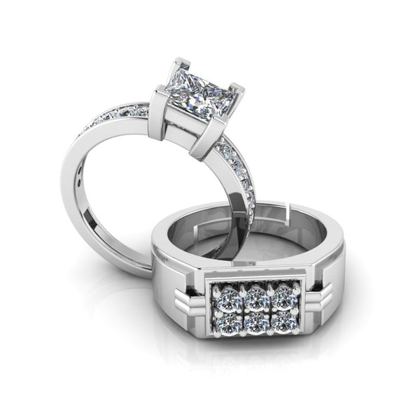 Pure 925 Silver Princess Hip Hop Ring For Couple's
