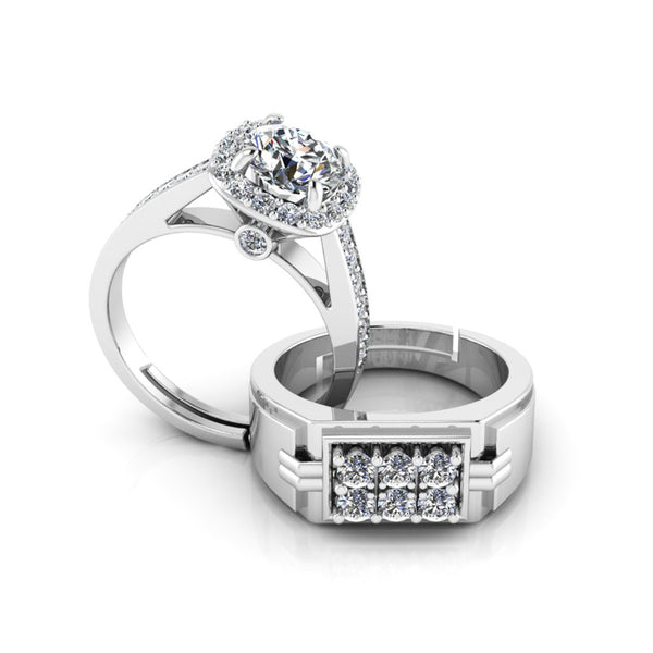 Pure 925 Silver Promise Hip Hop Ring for Couple's
