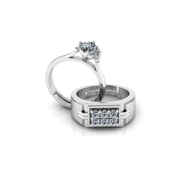 Pure 925 Silver Moissanite Hip Hop Special Couple's Ring