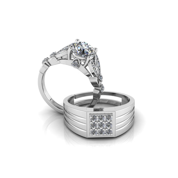 Pure 925 Silver Special Cluster Austrian Engagement Ring For Couples