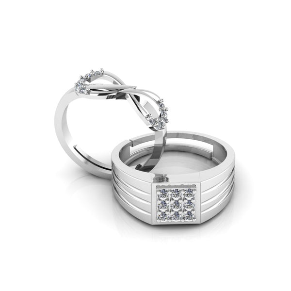 Pure 925 Silver Special Cluster Infinity Ring For Couple's