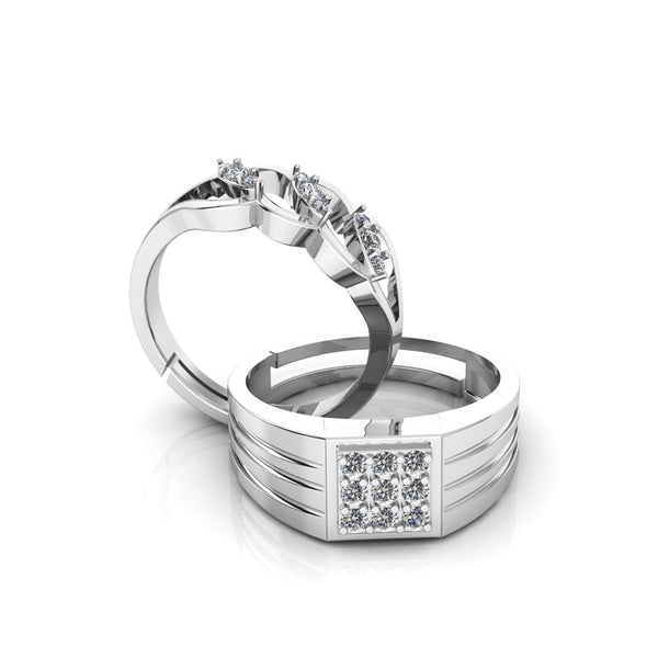 Pure 925 Silver Special Cluster Designer Zircon Couples Ring