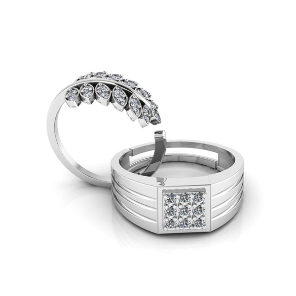 Pure 925 Silver Special Cluster Leaf Ring For Couples