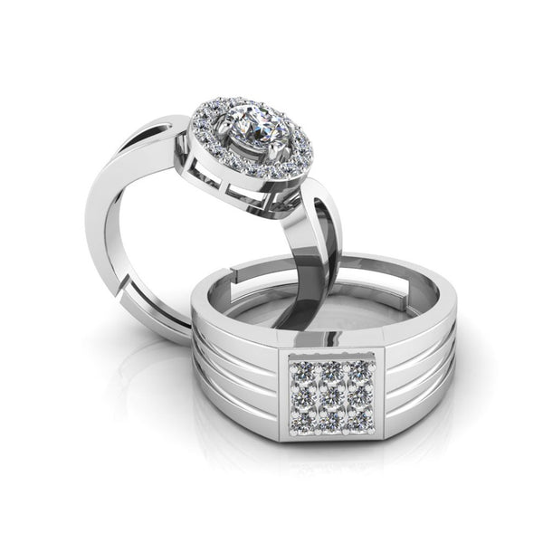 Pure 925 Silver Special  Cluster Glamaeria Couples Ring
