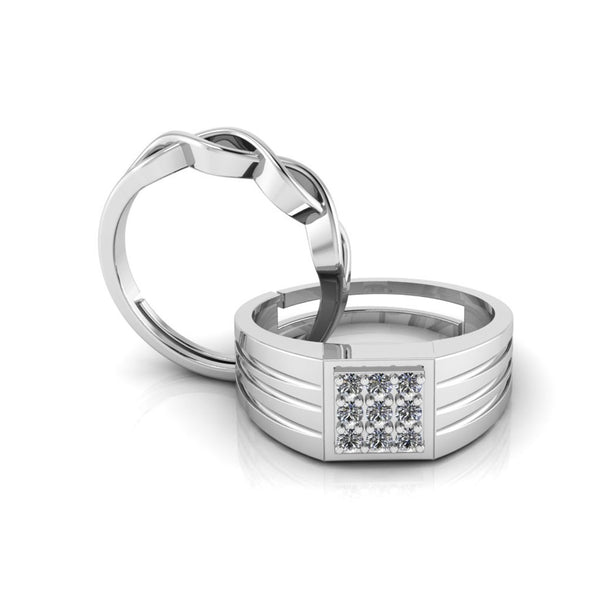 Pure 925 Silver Special Cluster Twisted Couples Ring
