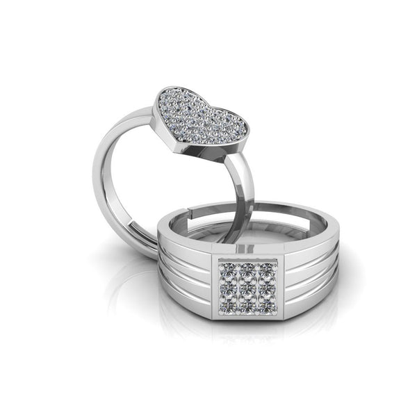 Pure 925 Silver Special Cluster Trendor Heart Couples Ring