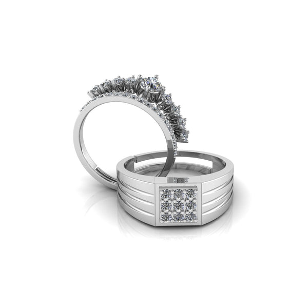 Pure 925 Silver Special Cluster Elizabeth's Crown Ring For Couples