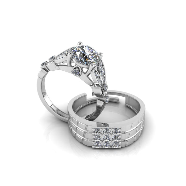 Pure 925 Silver Austrian Cut Diamond Ring for Couples