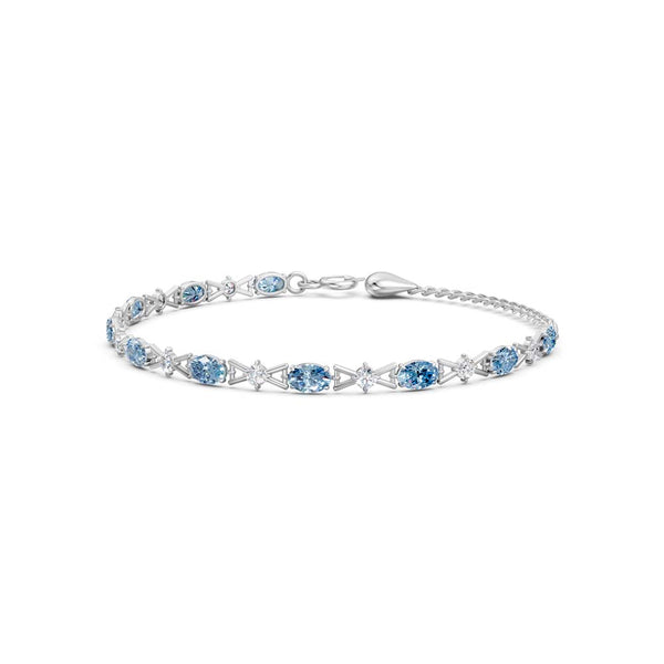 Miss Highness 925 Silver Blue CZ Bracelet with Crystals for Women – Elegant Adjustable Chain Design