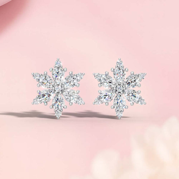 Miss Highness 925 Silver Snowflake Earrings with Zircon Stones For Women