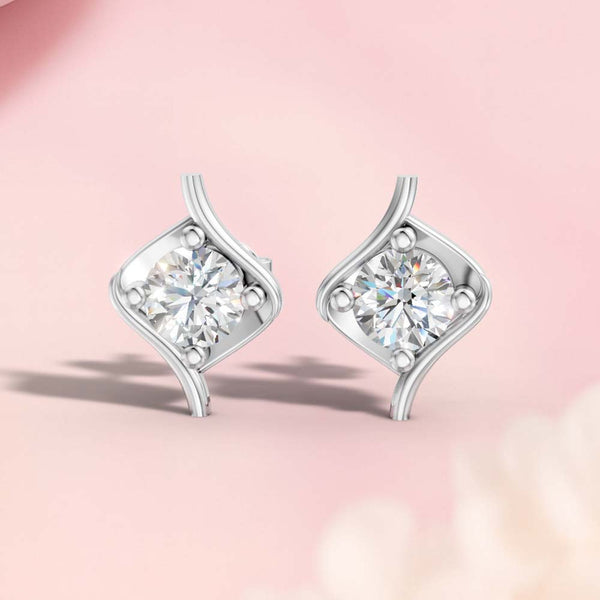 Miss Highness 925 Silver Swirl Stud Earrings with Zircon Stone For Women