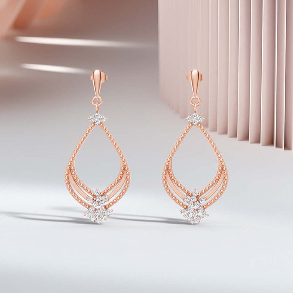 Miss Highness 925 Silver Rose Gold Drop Earrings with Zircons For Women